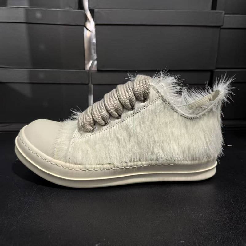 Rick Owens White Furry Sneaker