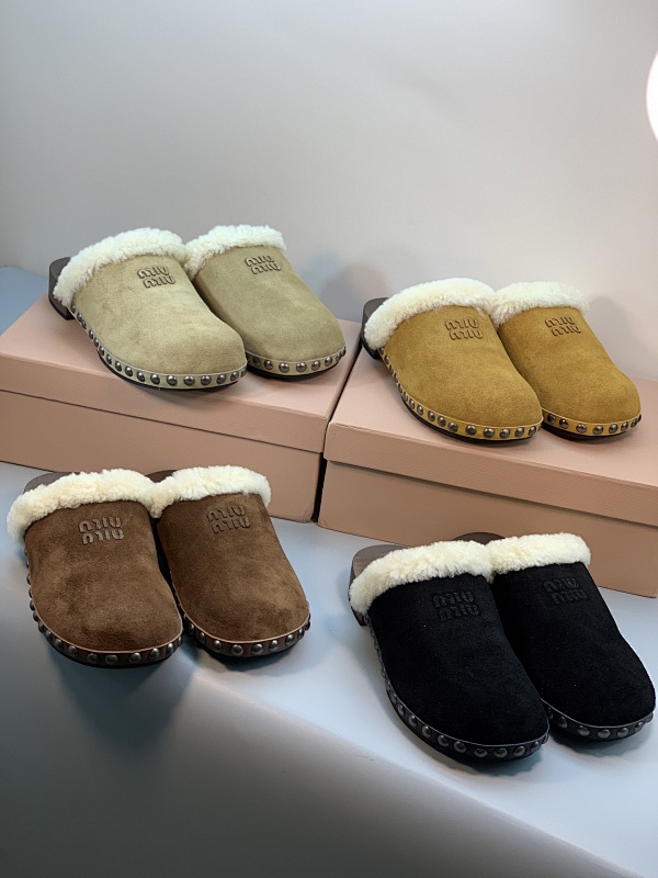 Miu Miu Shearling Clog Slippers