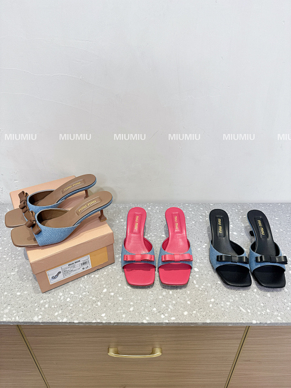 Miu Miu denim slide sandals