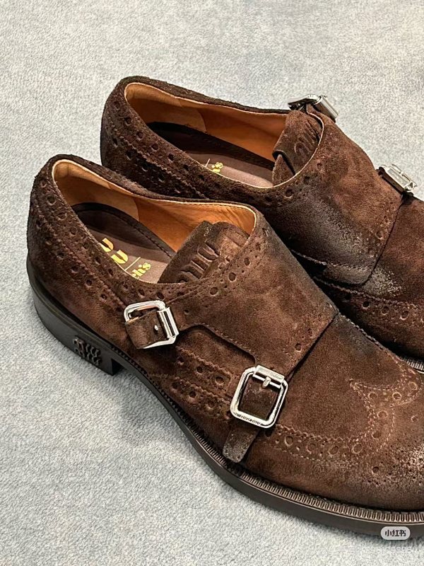 Miu Miu Suede Double Monk Strap Shoes