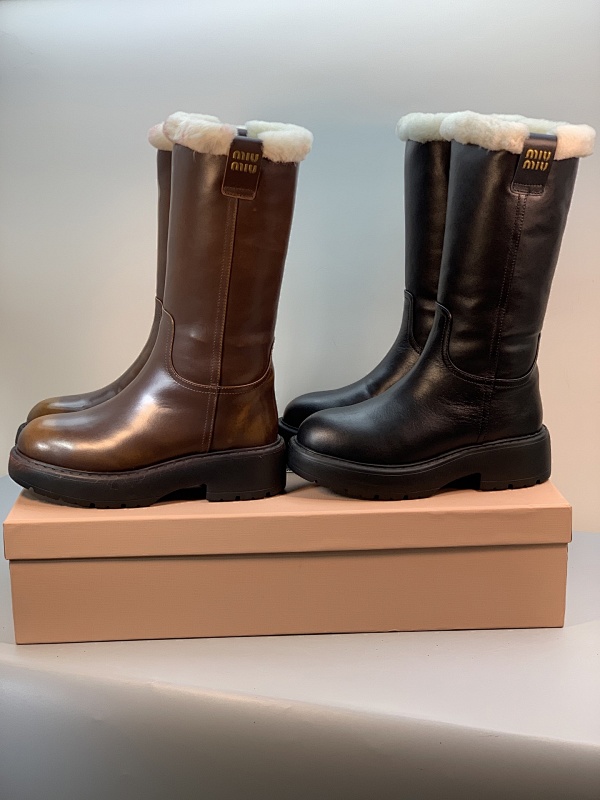 Miu Miu Fur-Lined Knee-High Boots