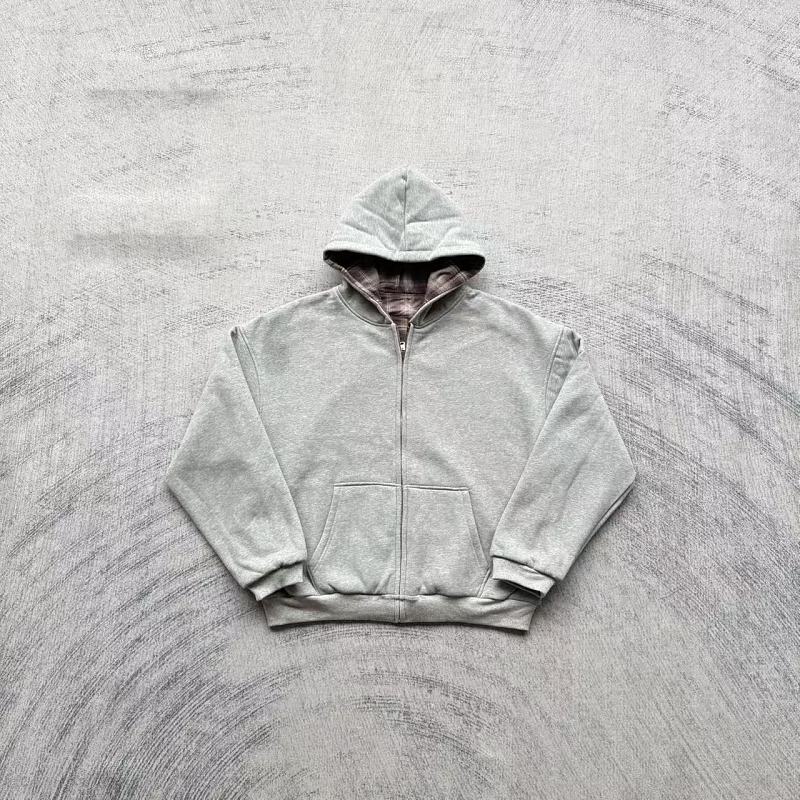 V*K Reversible Plaid Zip-Hoodie V2（Dark Grey/ Mocha）