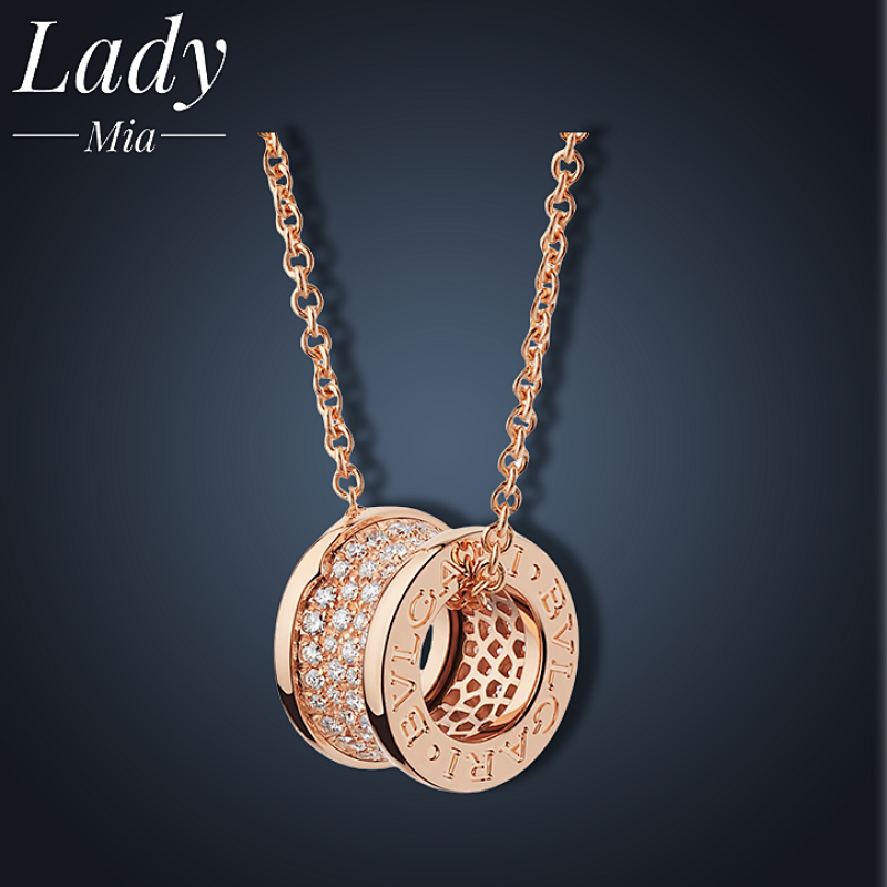 💰($42≈300CNY) Bulgari Full Diamond Big Waist Necklace Rose Gold Item ID:S00154