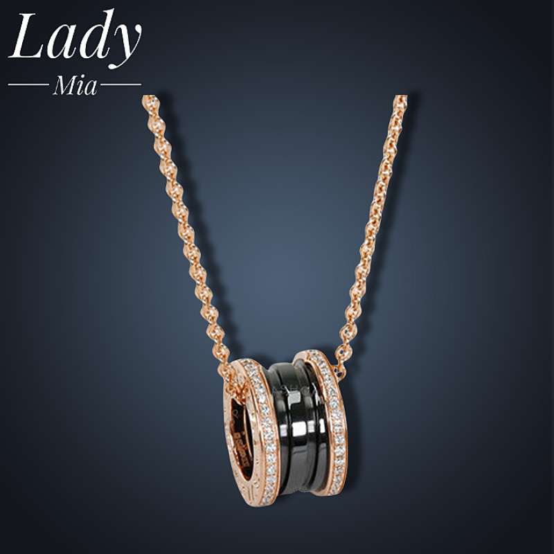 💰($44≈310CNY)B*VLGARI Bulgari edge set with diamonds, black ceramic, rose gold Item ID:S00138