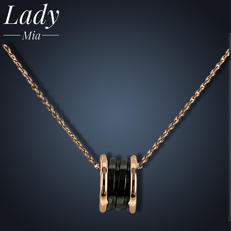 💰($39≈280CNY)B*VLGARI Bulgari Black Ceramic Necklace Rose Gold Item ID:S00150