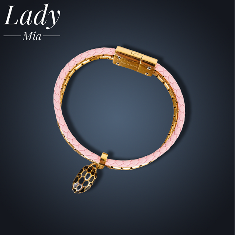 💰($38≈270CNY)B*VLGARI Bulgari Snake Head Decorative Bracelet Pink Item ID:S00163