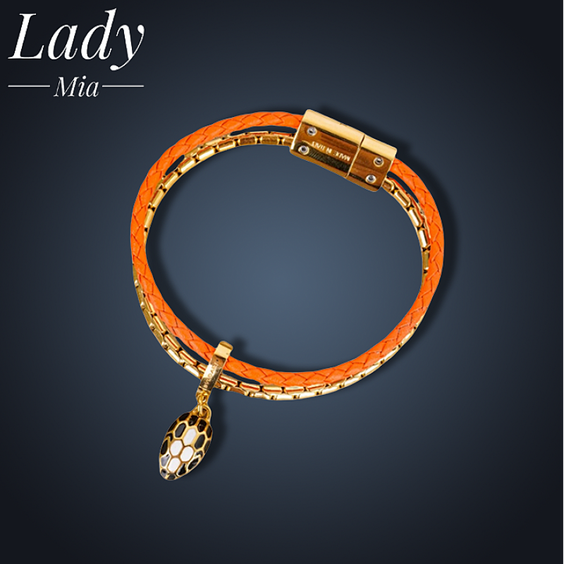 💰(270CNY)B*VLGARI Bulgari Snake Head Decorative Bracelet Orange Item ID:S00162
