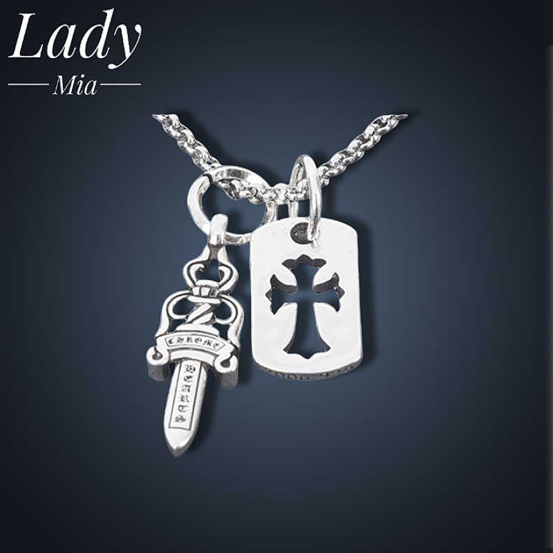 💰($37≈260CNY)C*hrome Heart Square Cross Necklace Item ID:S00114