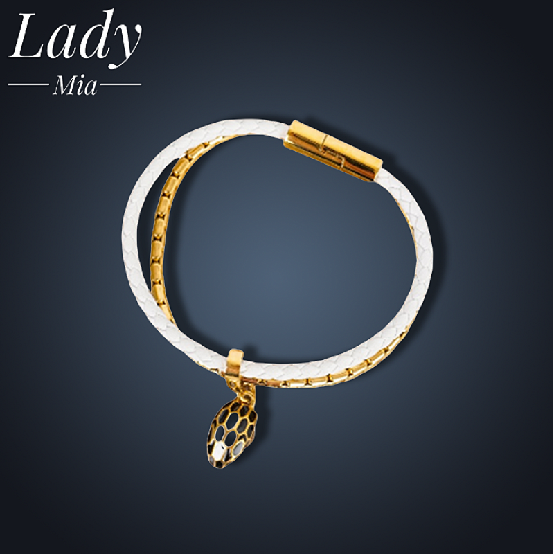 💰($38≈270CNY)B*VLGARI Bulgari Snake Head Decorative Bracelet White Item ID:S00161