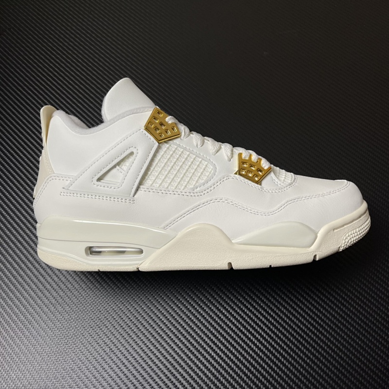 JORDAN AJ4 Pure White Gold Buckle