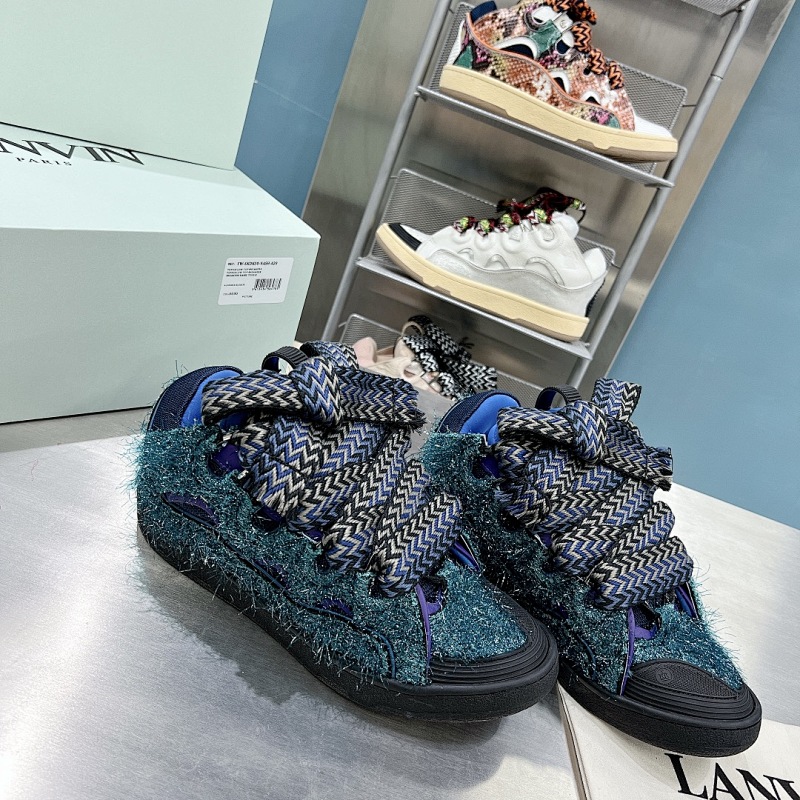 LANVING LANVIN Curb Blue Fur Sneakers