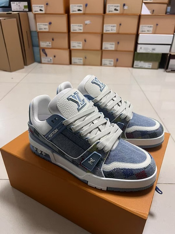 LOUIS VUITTON 1V Trainer Blue Denim Check